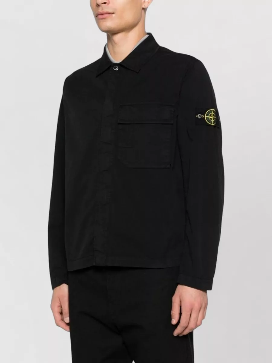 Stone Island Short Jacket Chest Pocket Long Sleeves Collar
