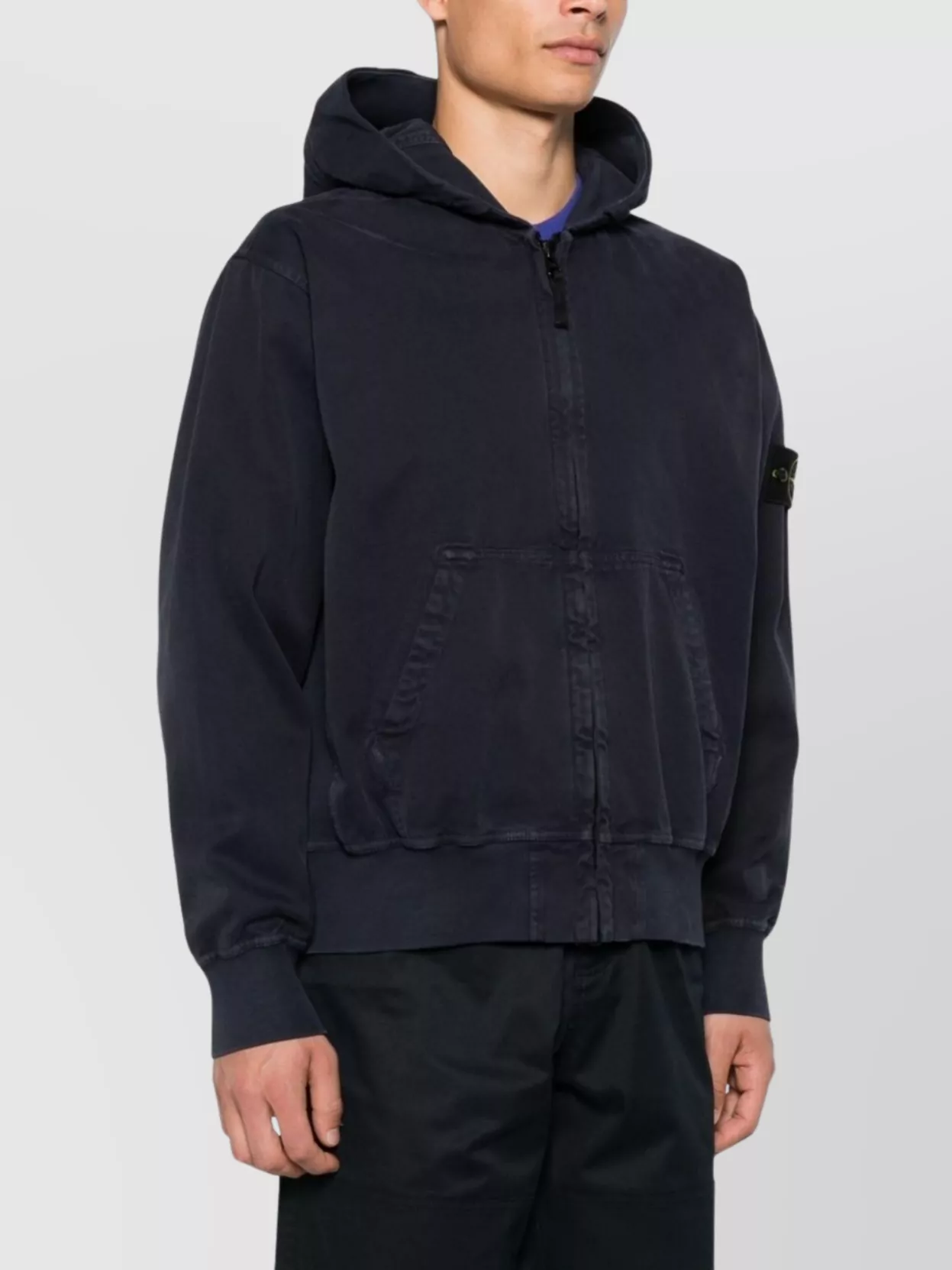 Stone Island Oversized Cotton Jacket With Ribbed Inserts