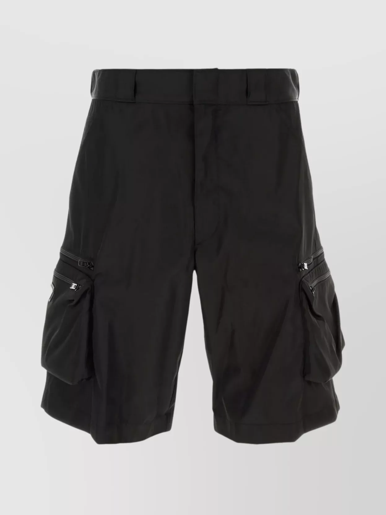 Shop Prada Nylon Waist Belt Bermuda Shorts In Black