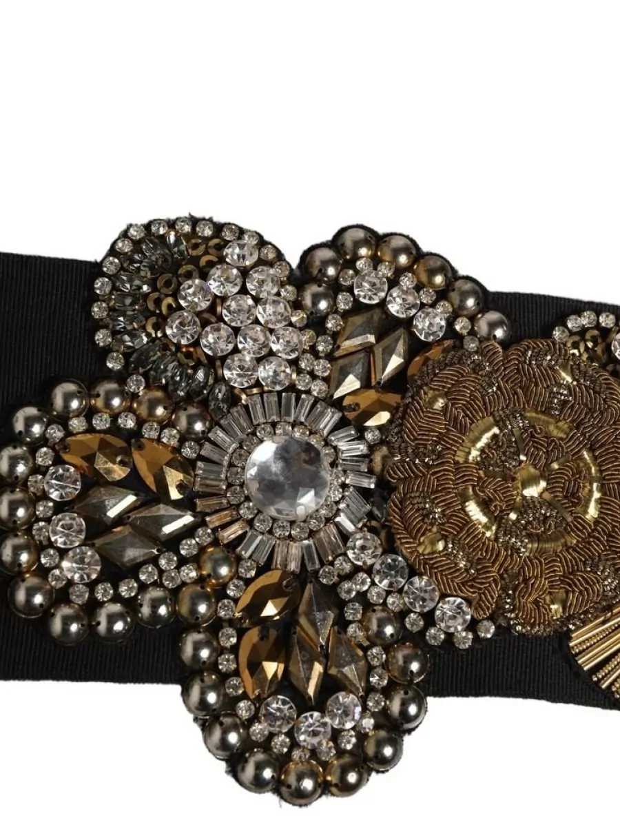 Dolce&Gabbana Crystal Flower Brooches Belt