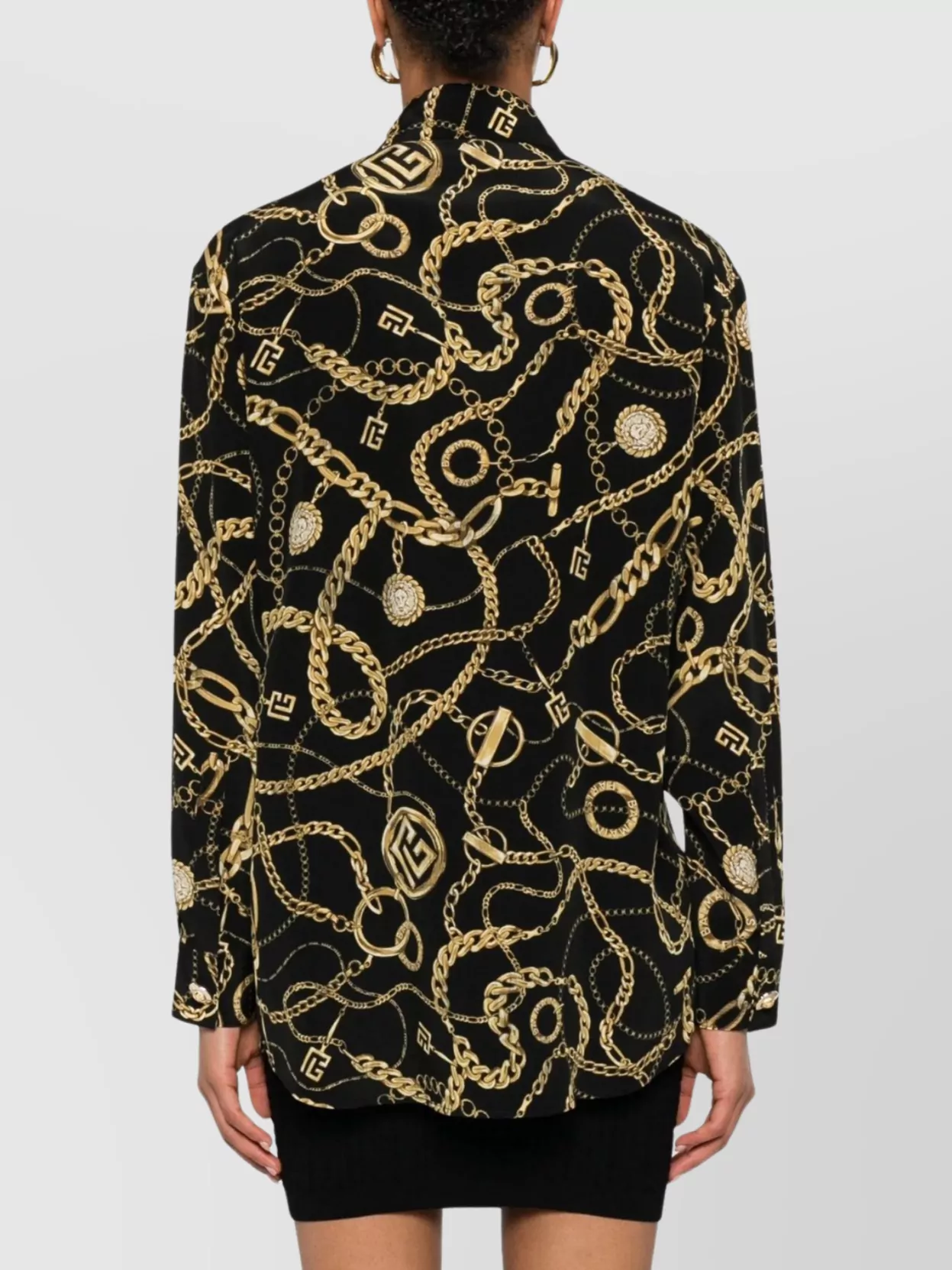Balmain Shirt Chain Print Gold Buttons