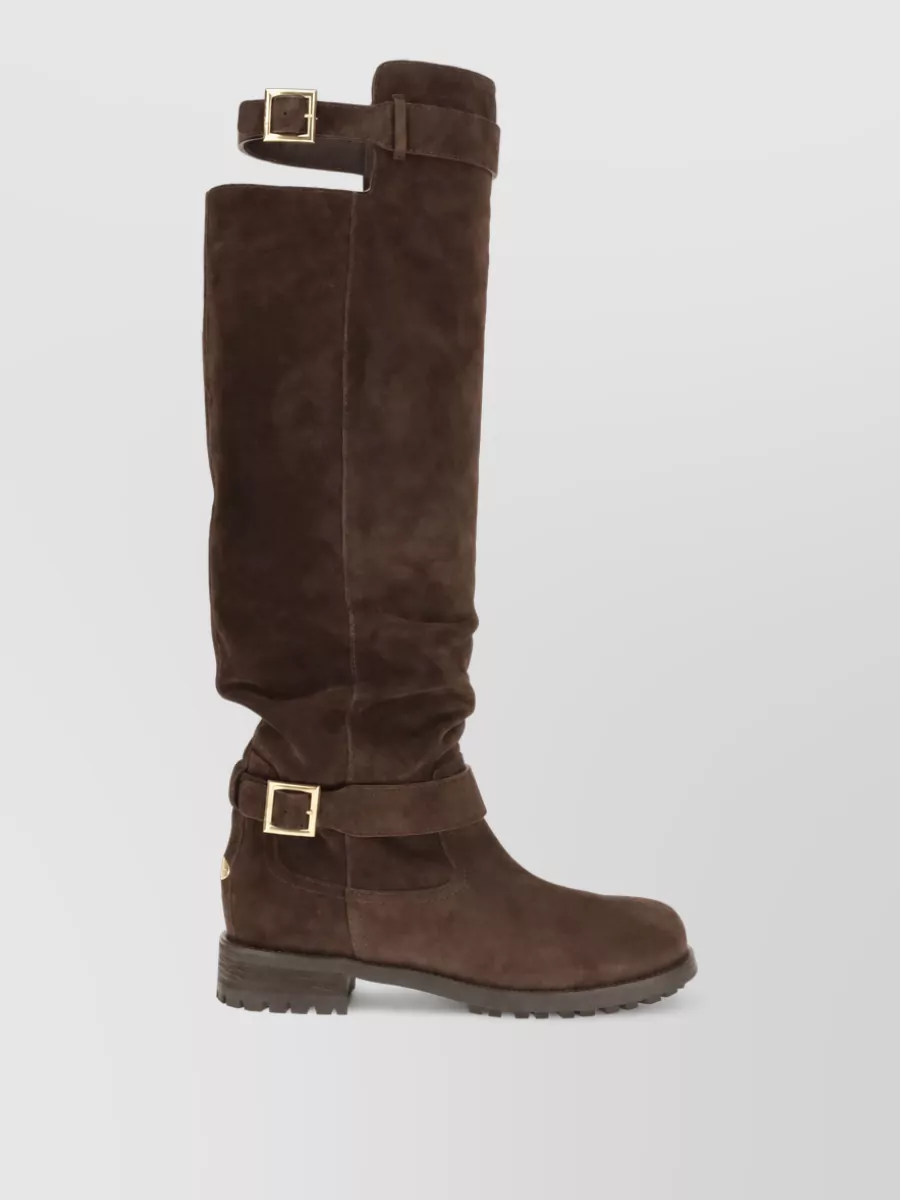 Jimmy Choo leather knee-high biker boots