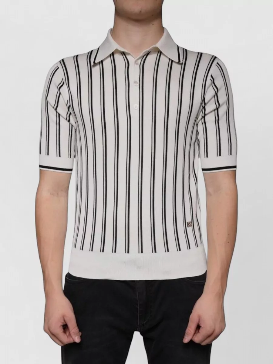 Dolce&Gabbana Silk striped short-sleeve polo shirt
