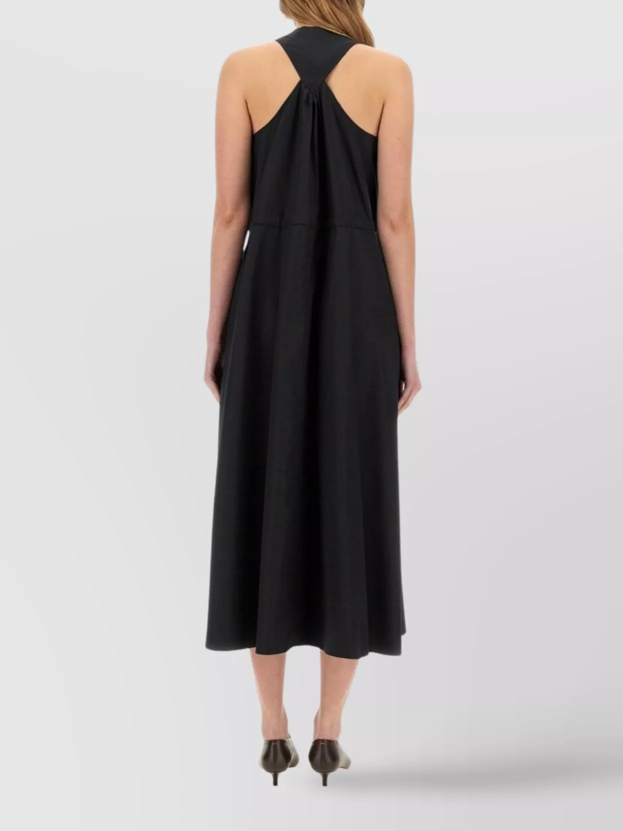 Aspesi Halter Neck Midi Length Sleeveless Dress Waist Tie