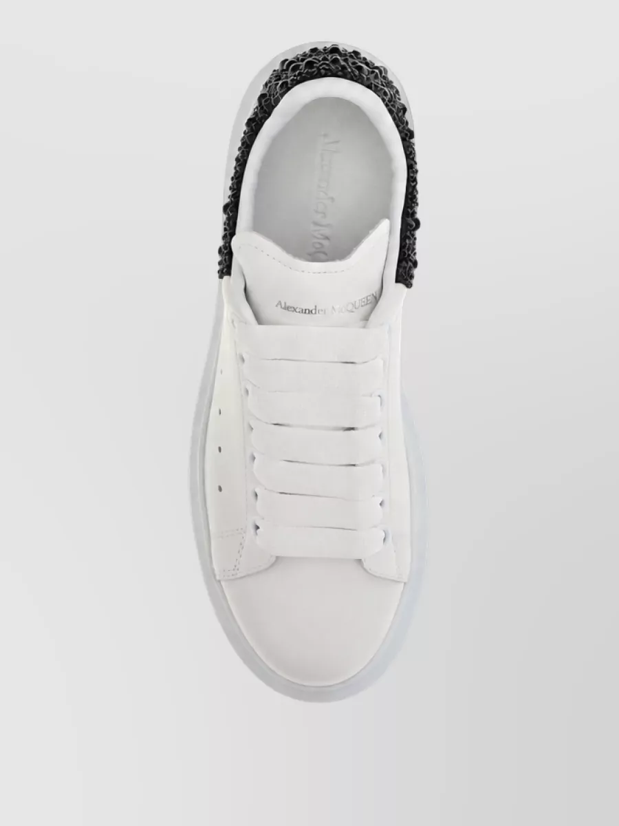 Alexander Mcqueen Leather Crystal Embellished Low-Top Sneakers