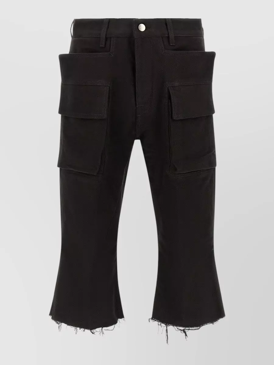 Rick Owens cotton flared cargo denim shorts