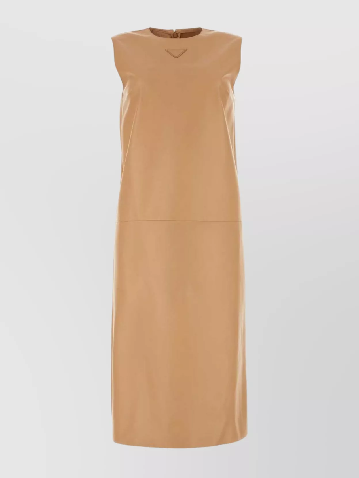 Shop Prada Nappa Leather Knee-length Dress In Beige