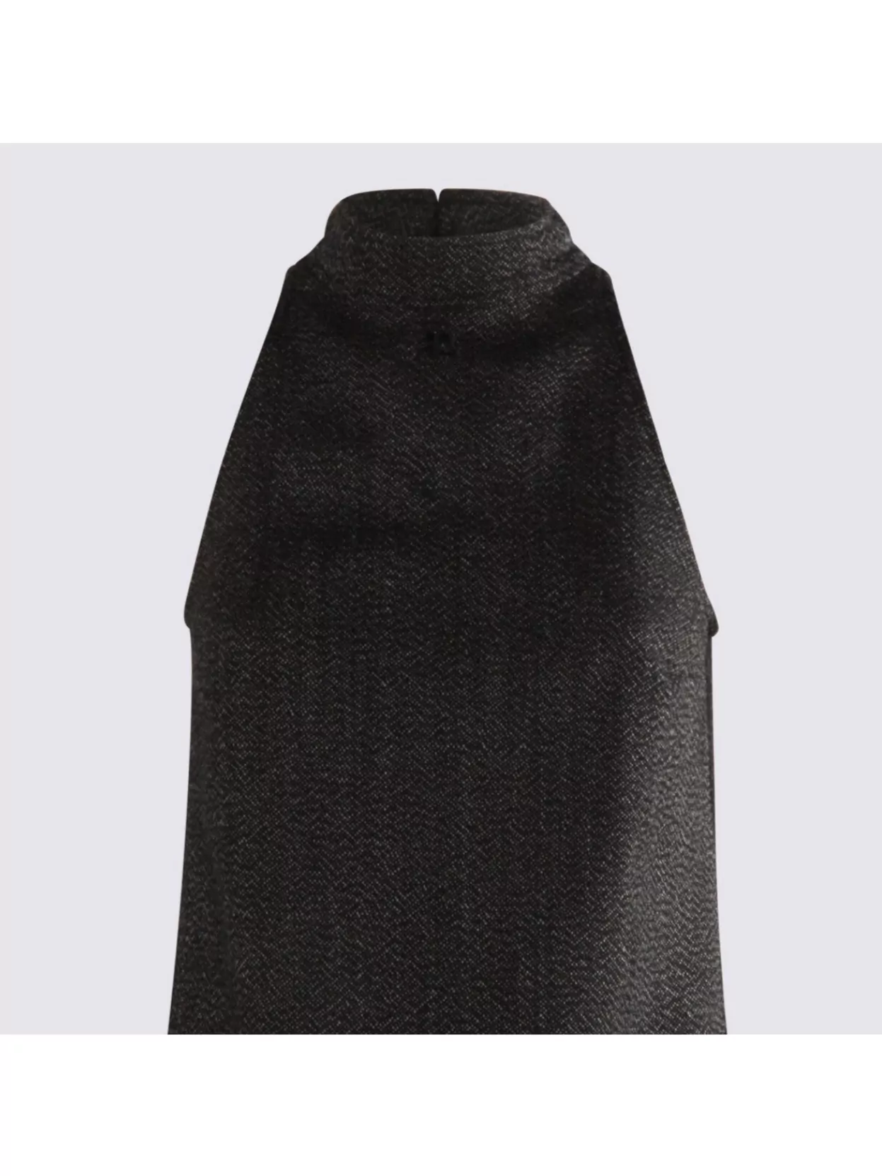 Courrèges Textured Fabric Knee Length Dress With Front Pockets In Black