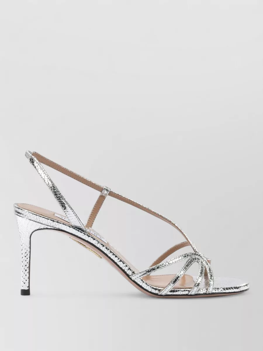 Aquazzura Talk To Me 75Mm Metallic Strappy Sandals