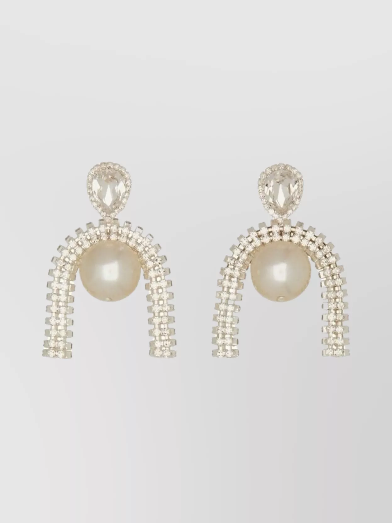 Magda Butrym Arch Crystal Drop Pearl Earrings