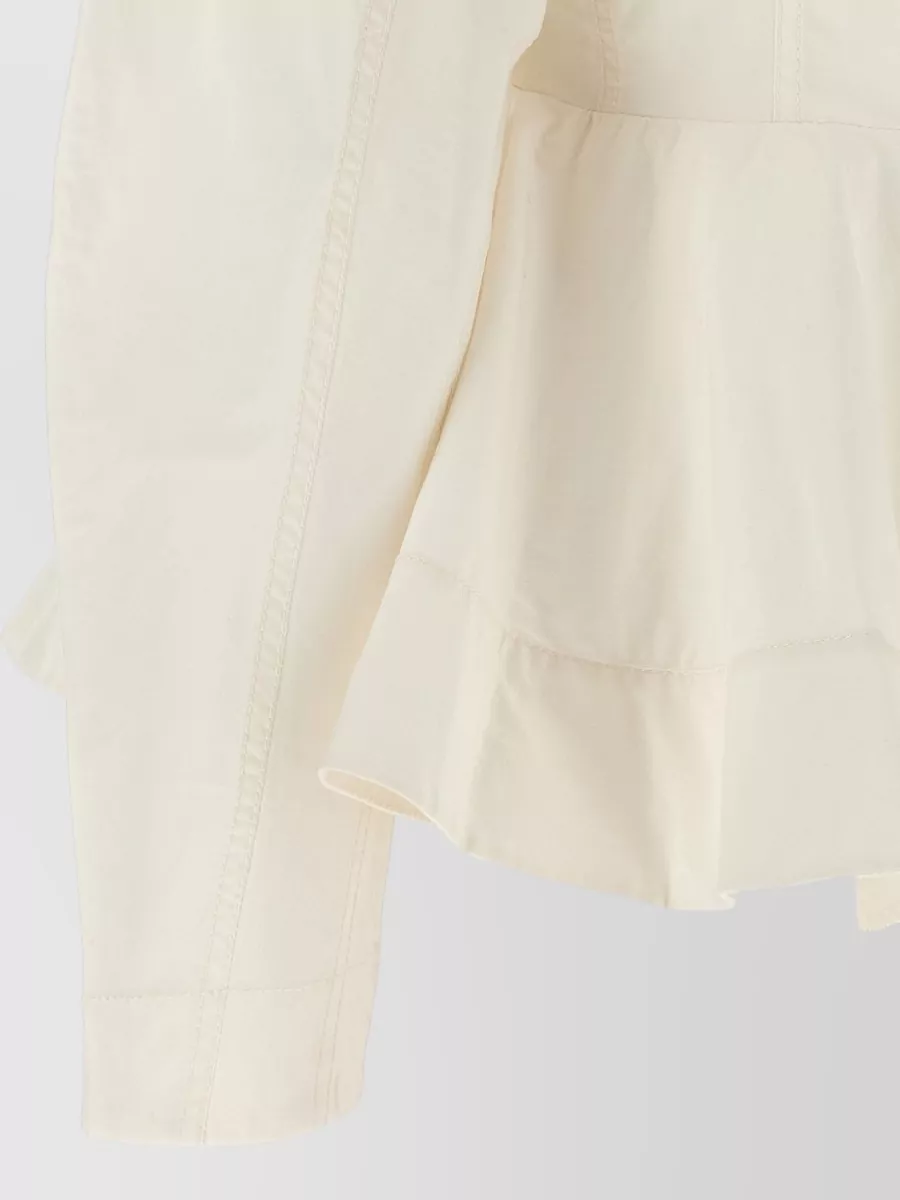 Ganni Peplum Hem Shirt Long Sleeve Collar