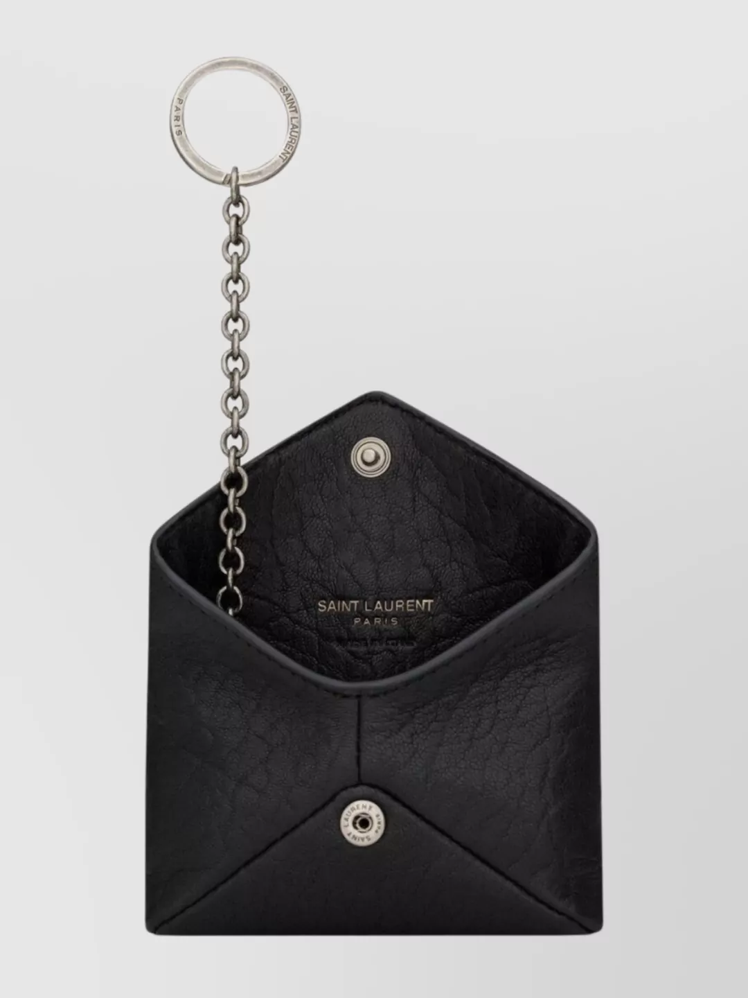 Saint Laurent Textured Leather Envelope Wallet Chain Detail