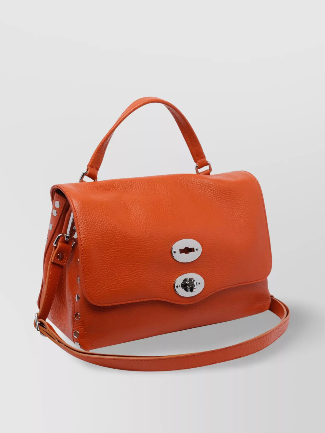 Zanellato Pebbled Texture Cross-Body Bag With Metal Hardware