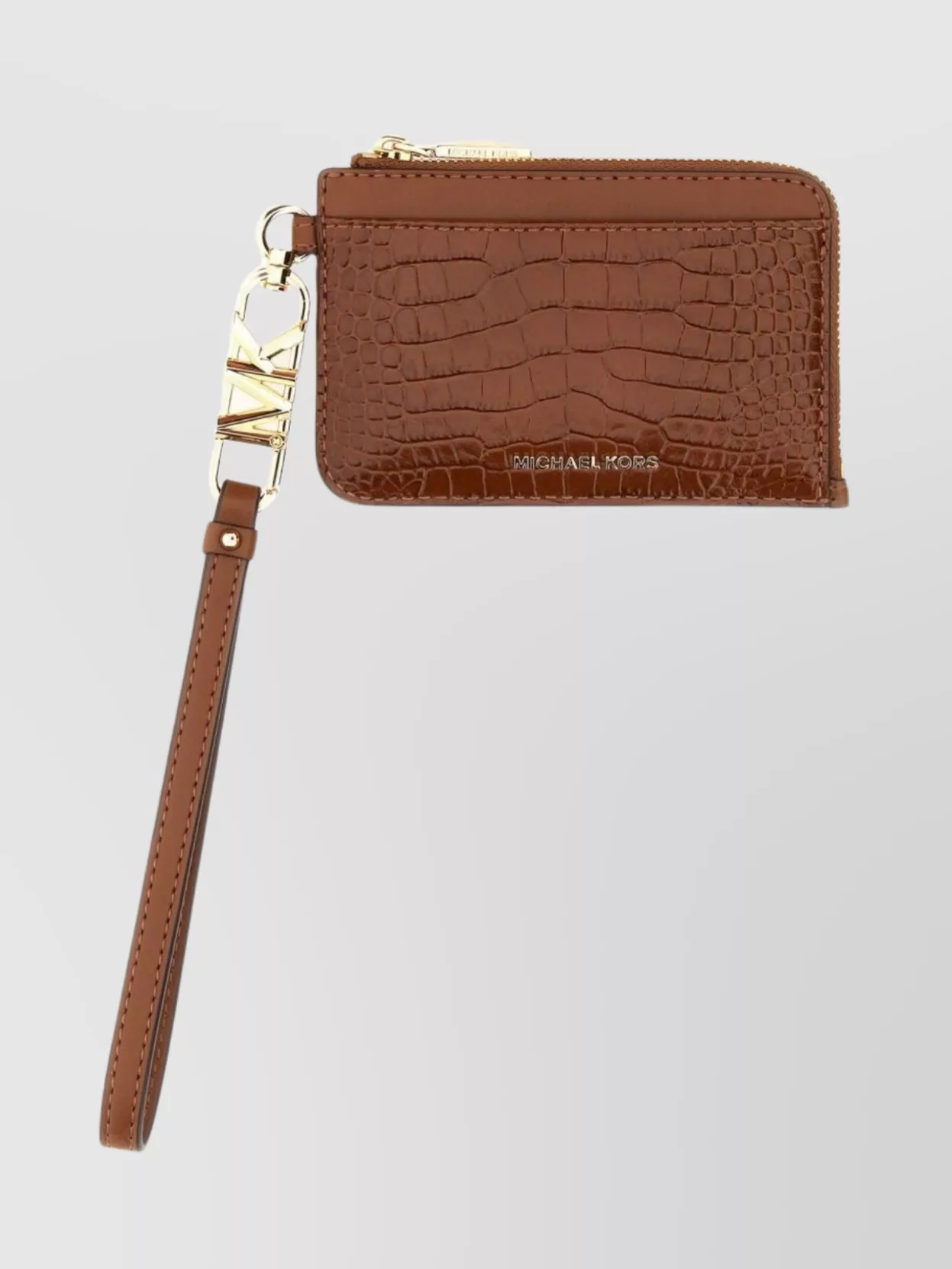 Michael Kors Crocodile Print Leather Card Case With Wrist Strap