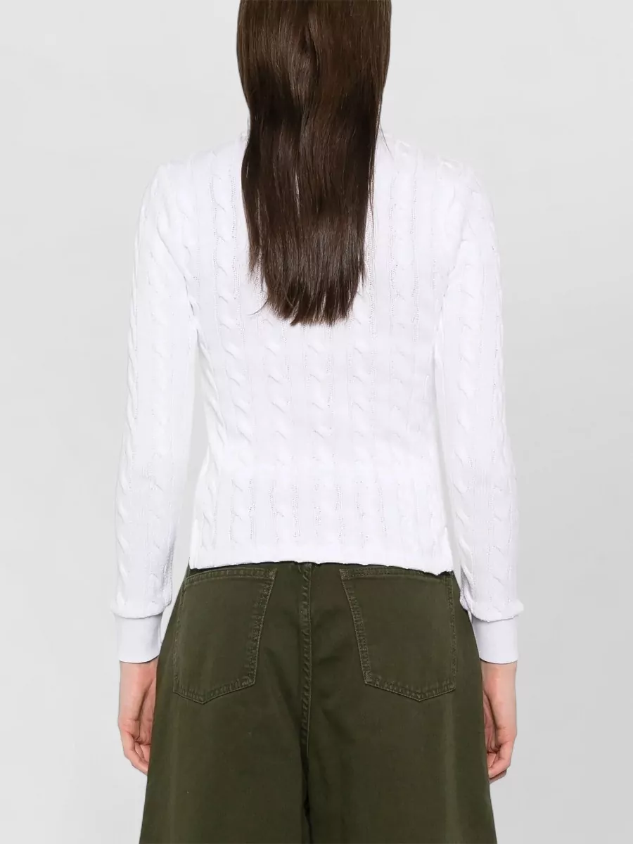 Ralph Lauren Cable Knit Long Sleeve Polo Top