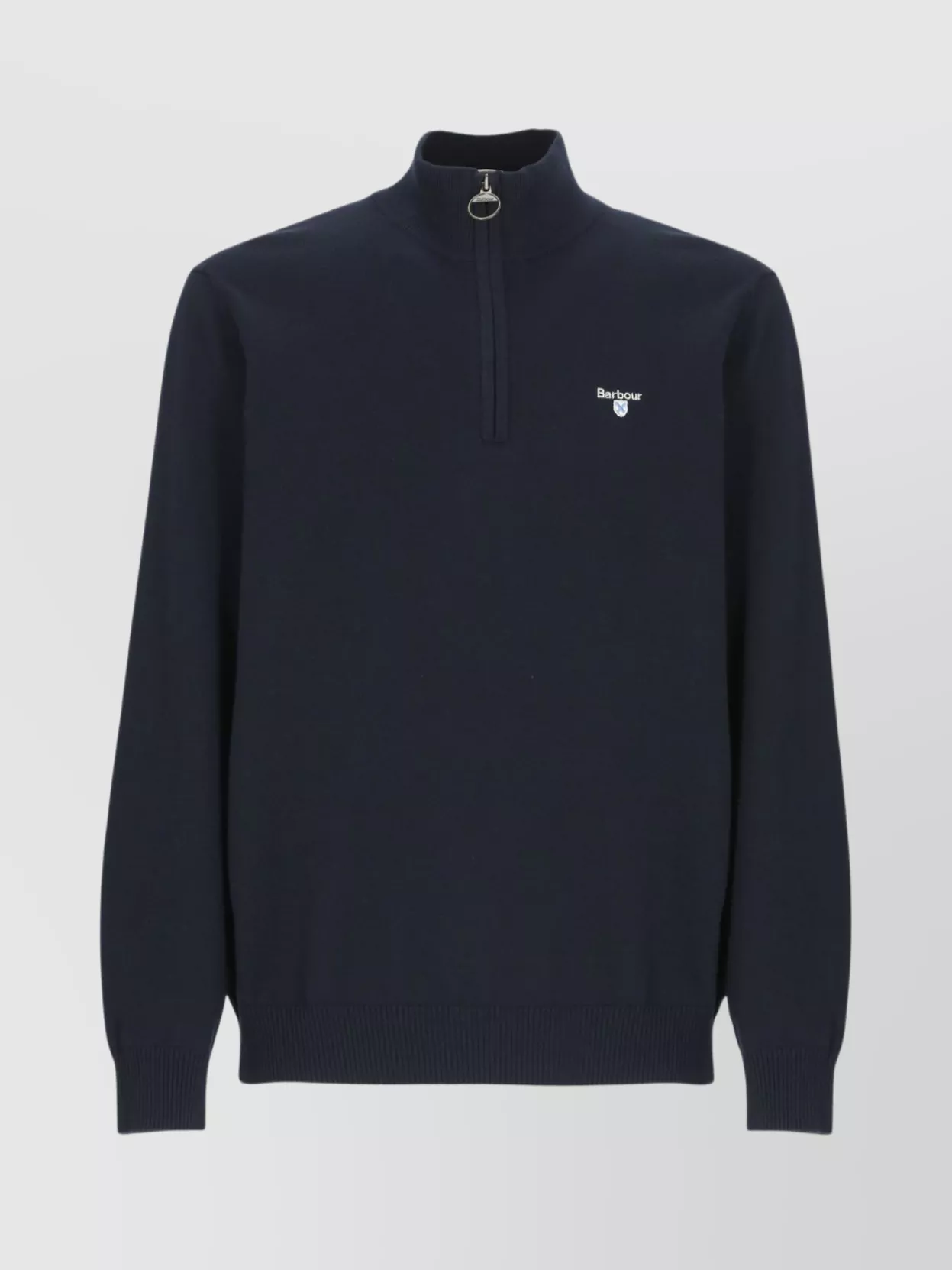 Barbour zip crewneck sweater ribbed trims