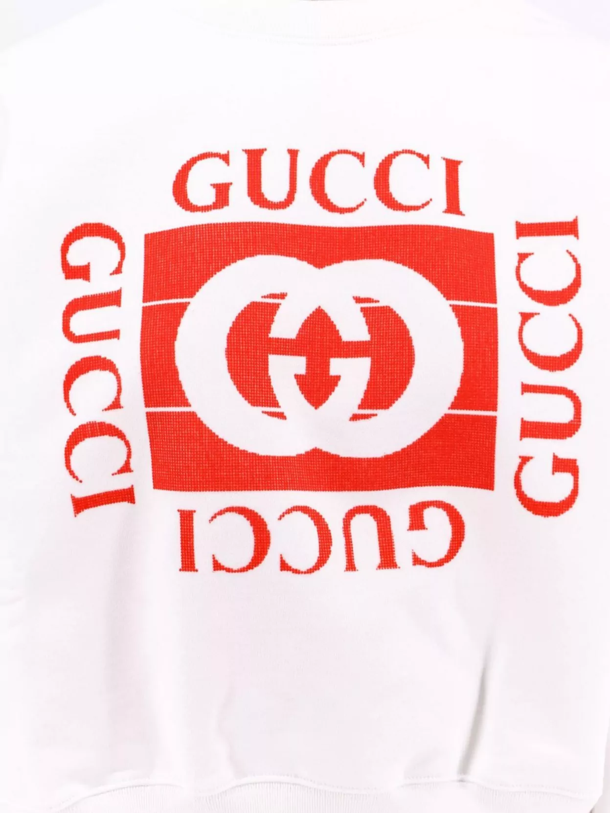 Gucci Crew-Neck Cotton Sweatshirt With Frontal Flocked Logo