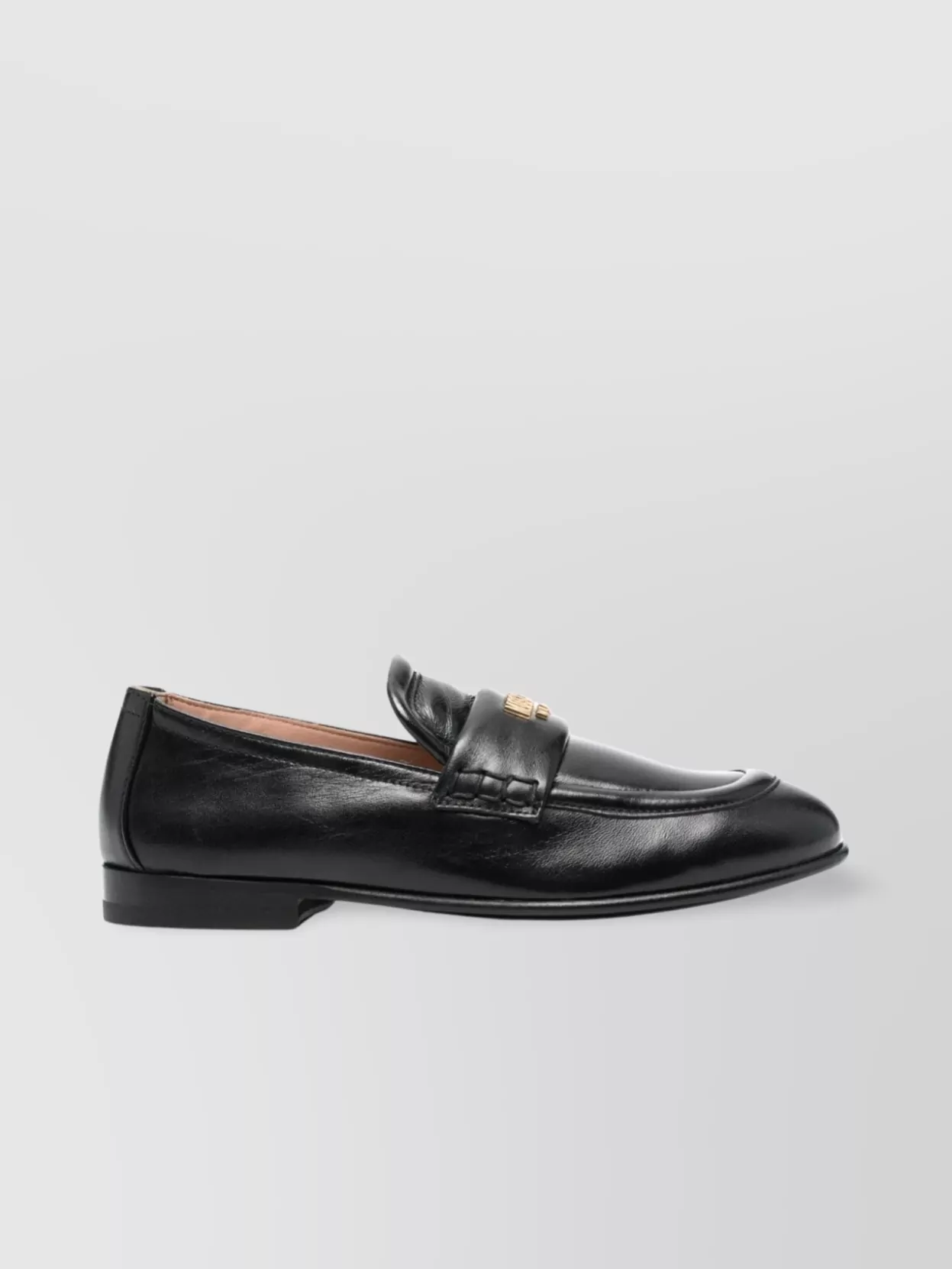 Moschino Leather Loafer Stitched Moc Polished In Metallic