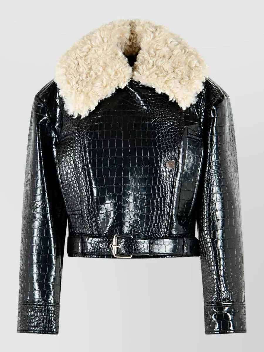 Sportmax Patent faux fur coat