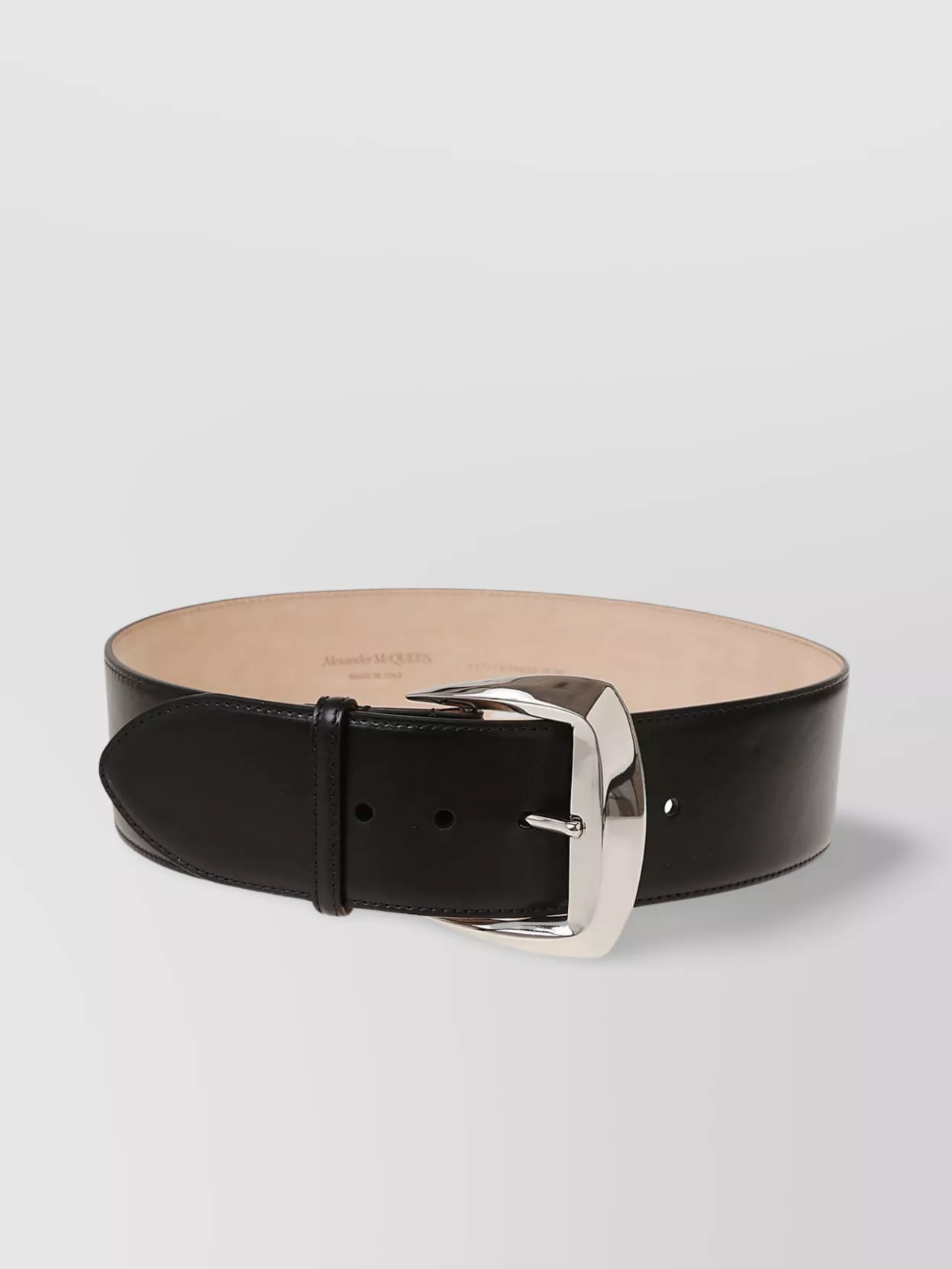Shop Alexander Mcqueen Geometric Leather Belt With Antiqued Silver Buckle In Brown