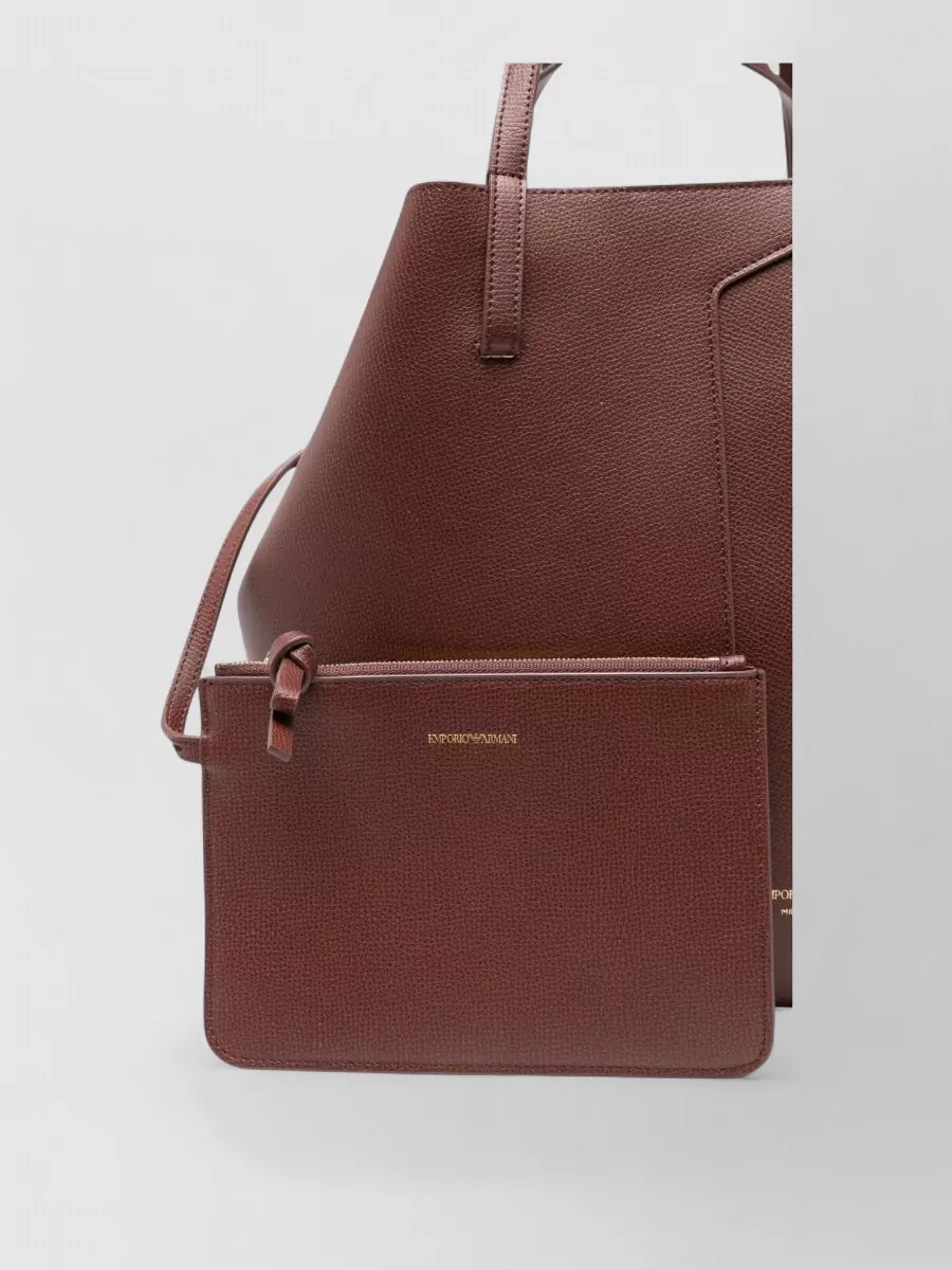 Emporio Armani Grained Leather Tote Bag