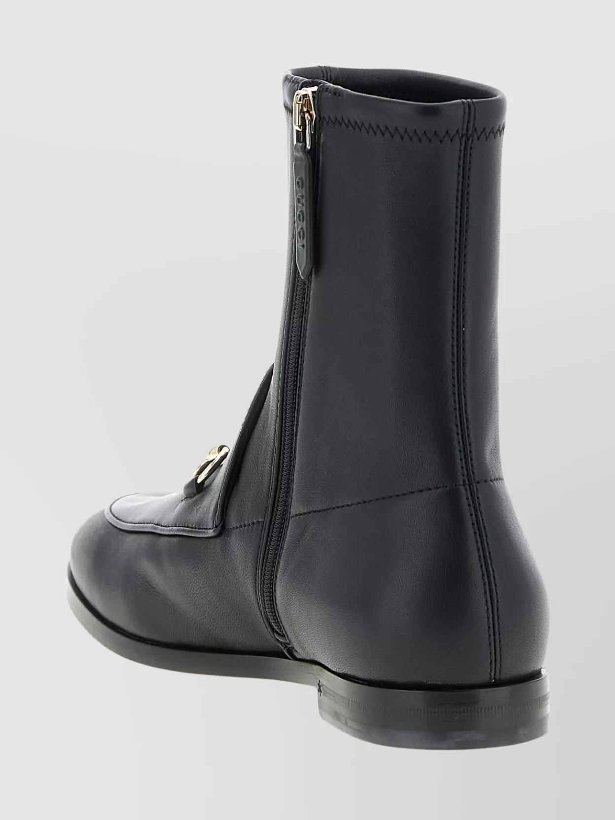 Gucci Ankle Boots With Flat Sole And Gold-tone Hardware In Black