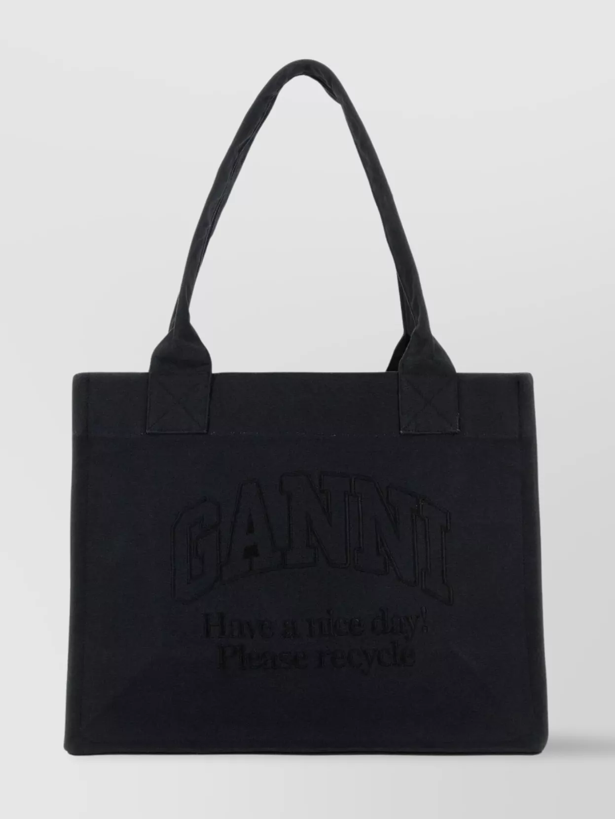 Shop Ganni Midnight Canvas Tote Bag In Black