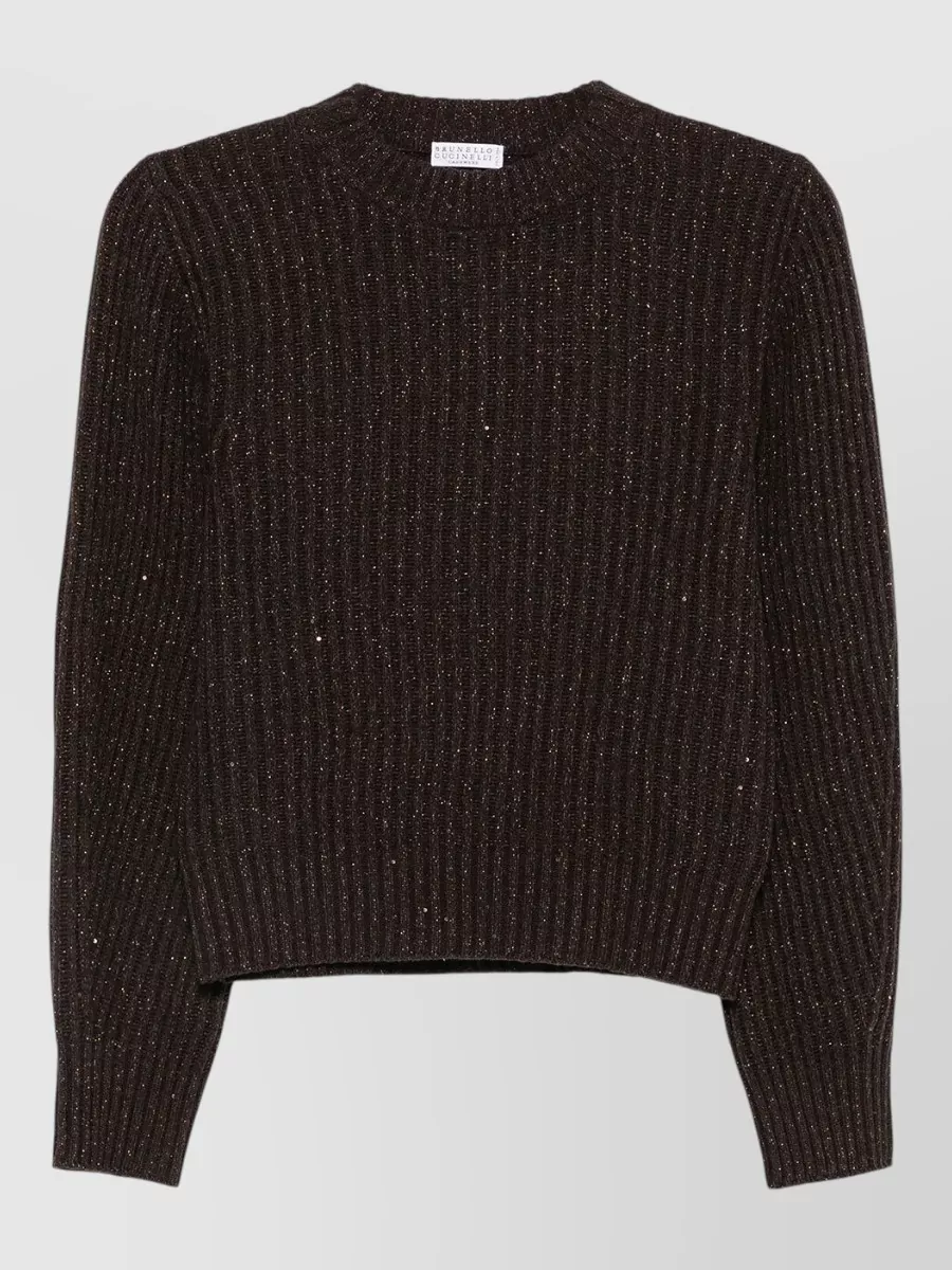 Brunello Cucinelli cashmere wool ribbed sequin-embellished crewneck sweater