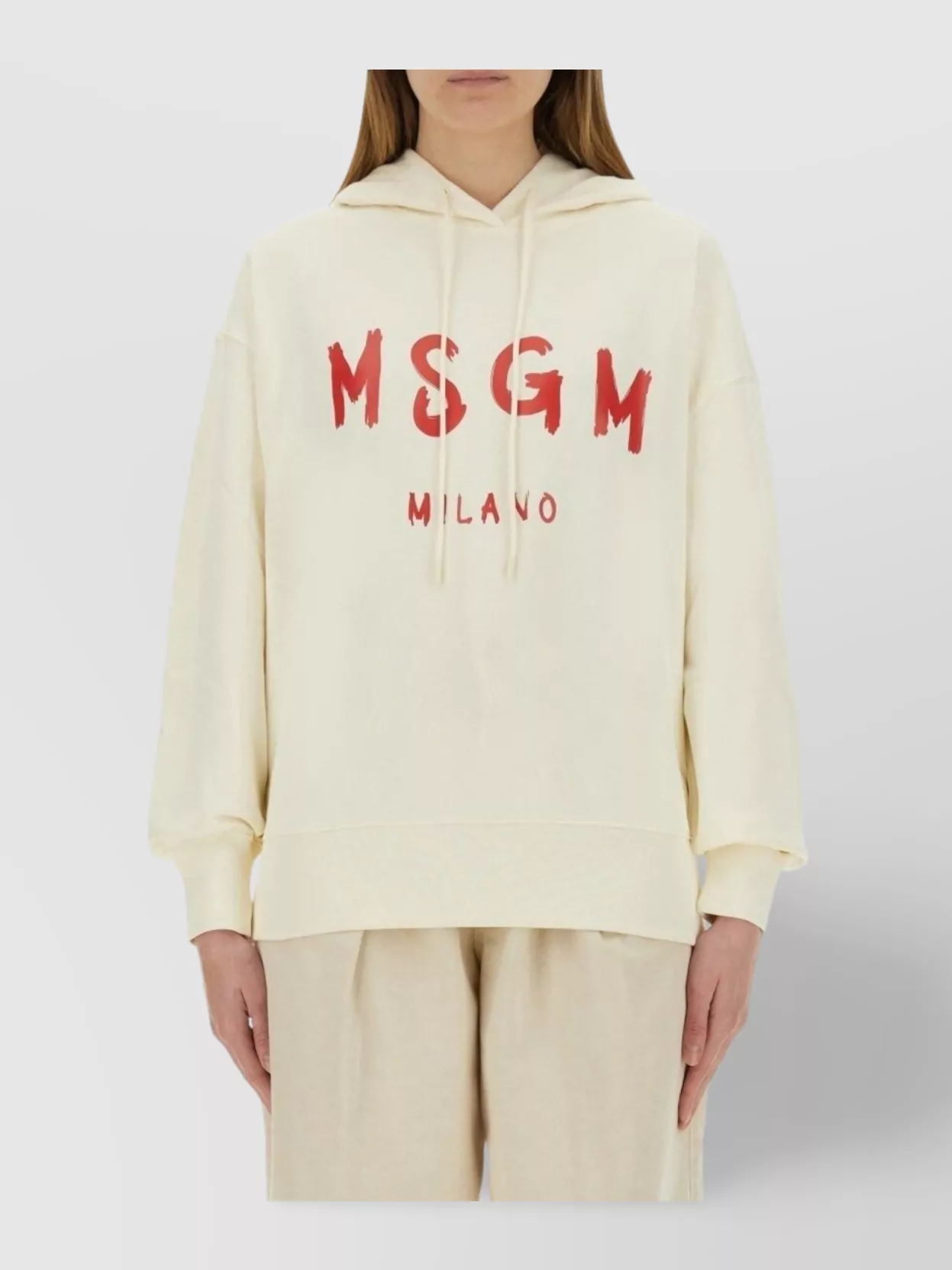 Msgm Brushed Logo Hoodie Ribbed Finish