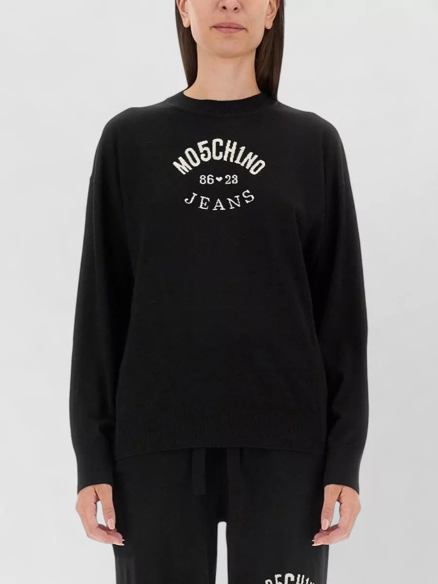 Moschino Knit Logo Crew Neck Oversize Sweater