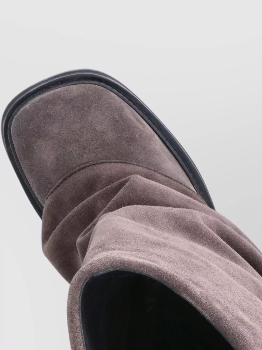 The Attico Suede Leather Draped Ankle Boots
