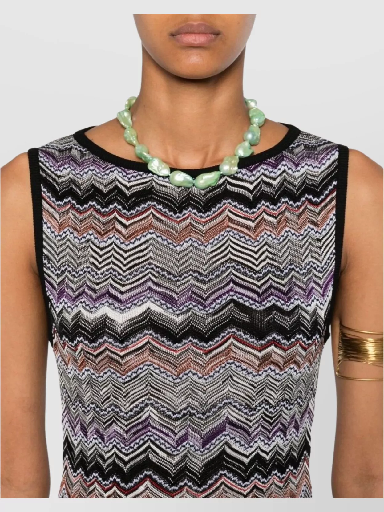 Missoni Sleeveless Midi Dress Unique Construction In Multi