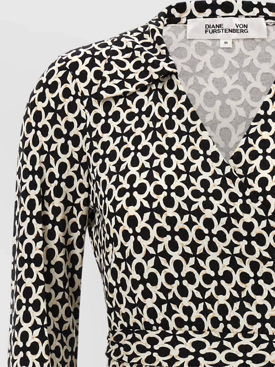 Diane Von Furstenberg Silk Printed Wrap Midi Dress