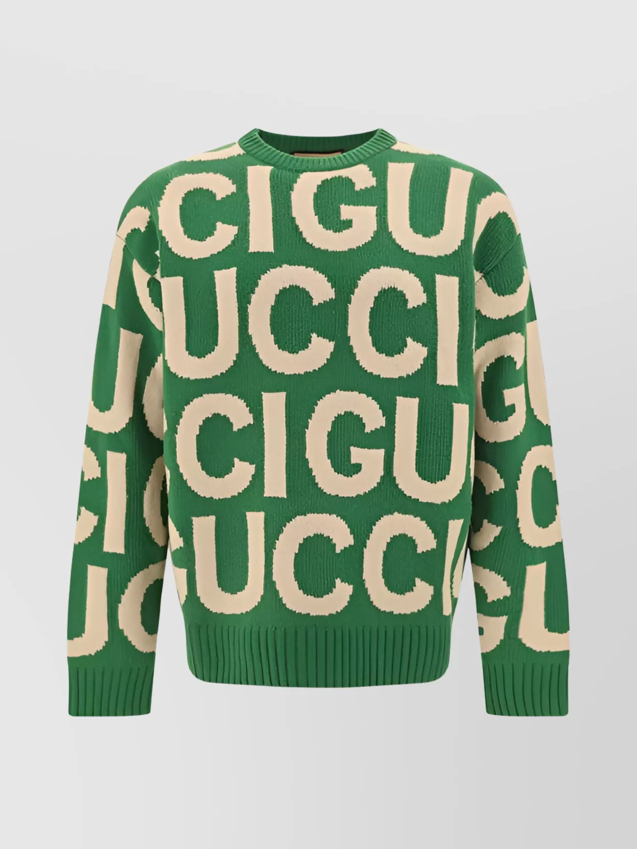 Gucci Crew Neck Wool Sweater In Green