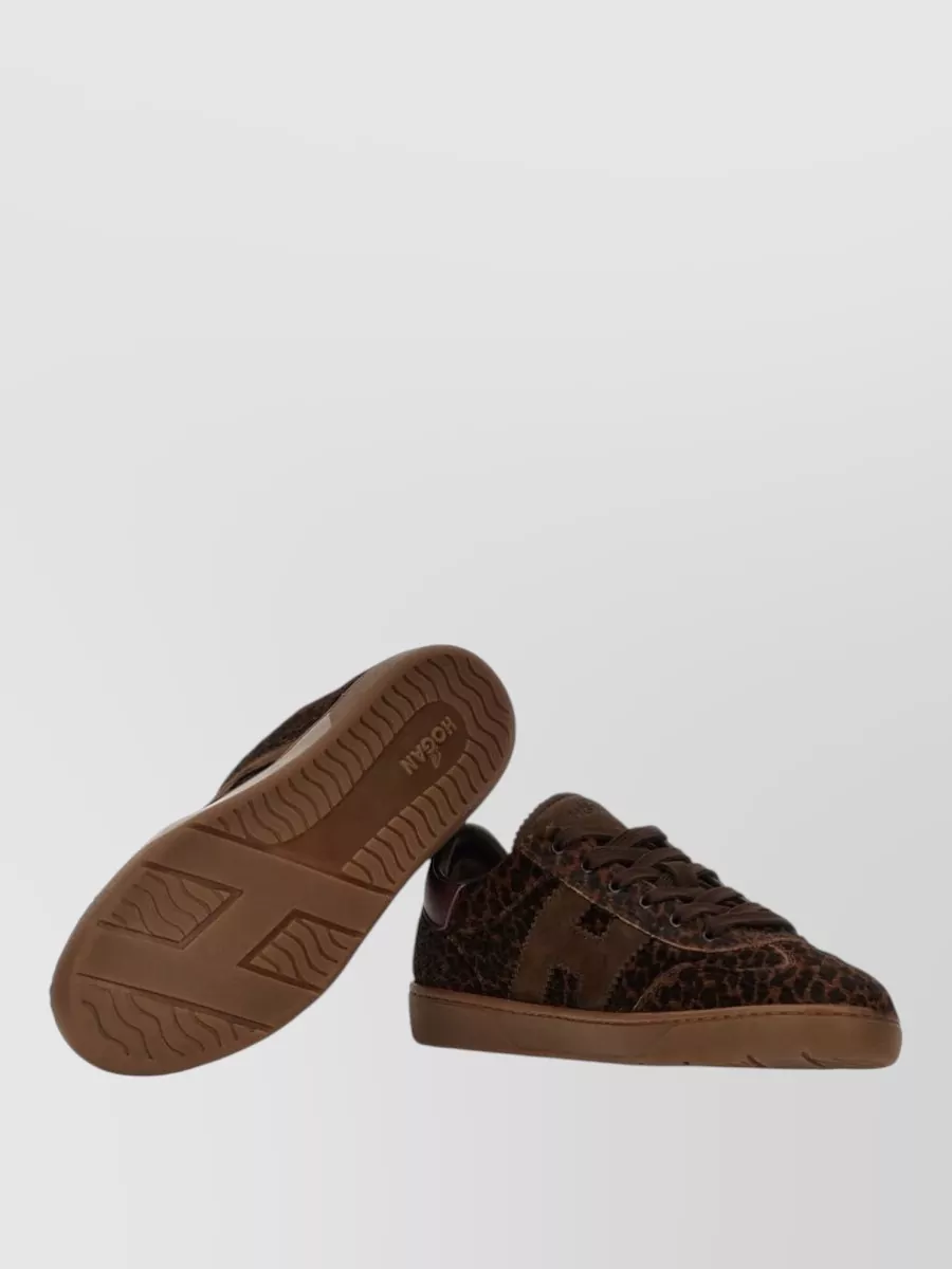 Hogan Leather Leopard-Print Lace-Up Sneakers