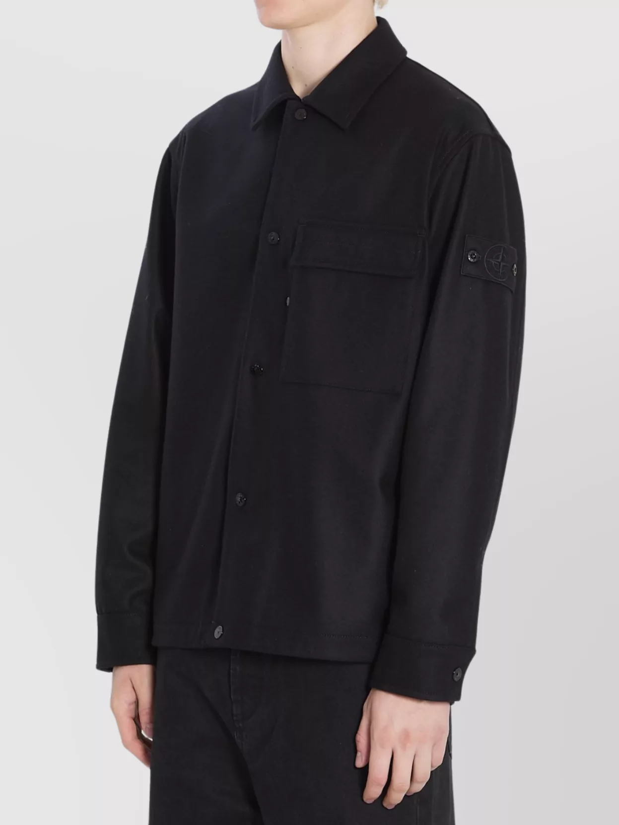 Stone Island Wool Blend Shirt With Chest And Flap Pockets