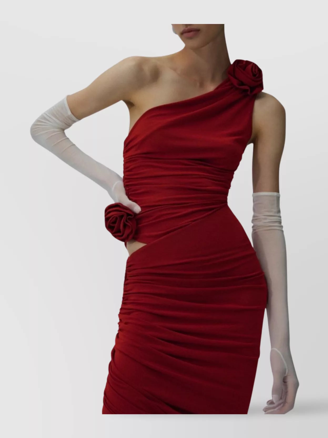 Magda Butrym Single Shouldered Ruched Top With Floral Detail