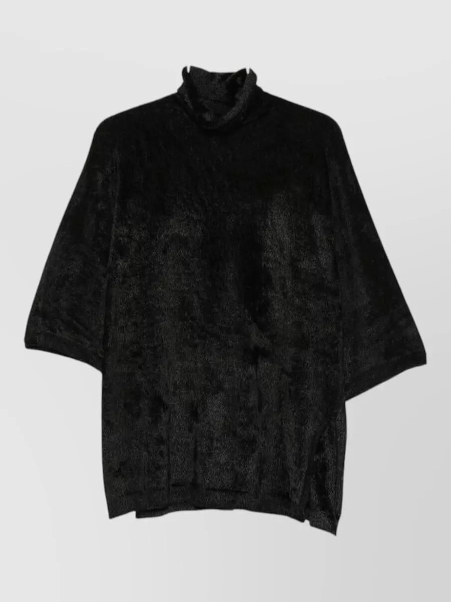 Semicouture Viscose turtleneck short-sleeve sweater