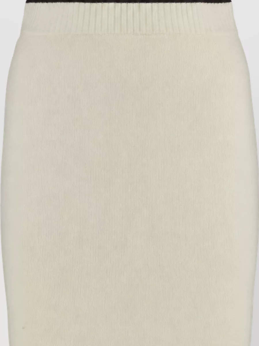 Pinko cashmere ribbed knit fitted skirt