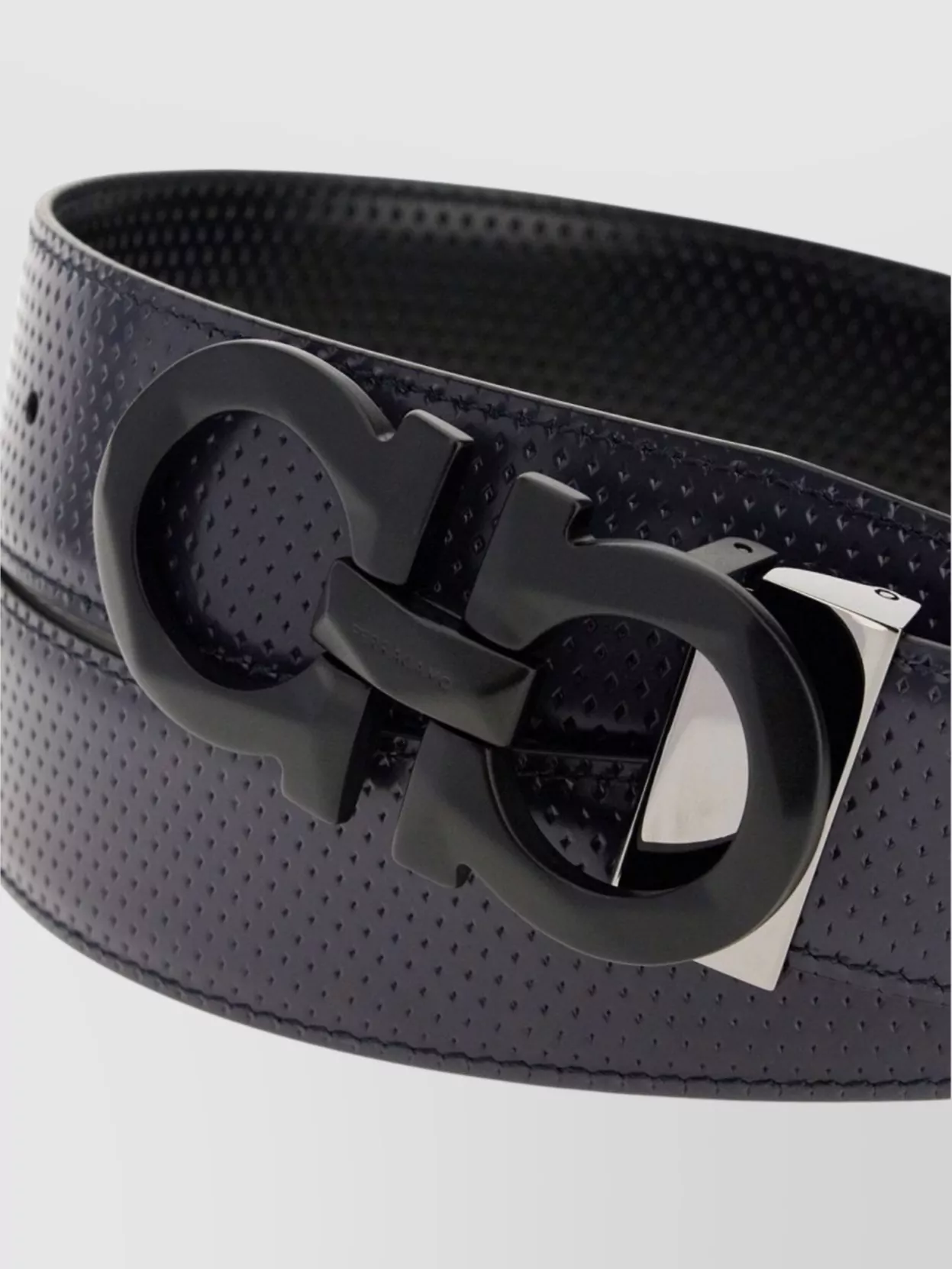 Ferragamo Pebble Calf Leather Belt With Perforated Design