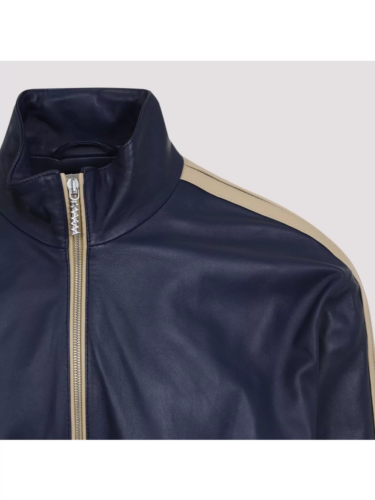 Marni Zip-up Leather Jacket In Blue