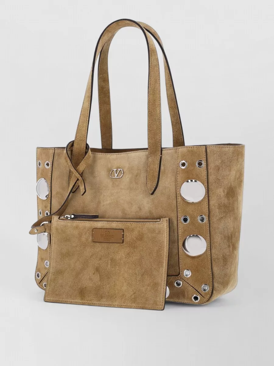 Valentino Garavani Tote Bag Shopper Metallic Studs Dual Handles