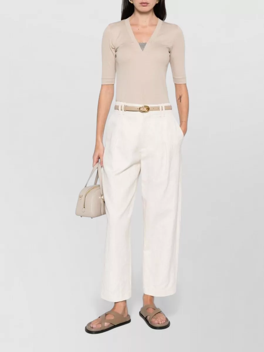 Brunello Cucinelli Fitted V-Neck Sweater Short Sleeves