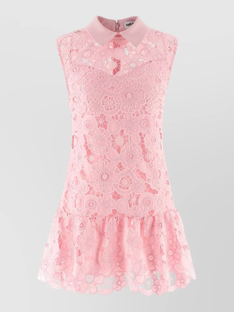 Self-Portrait lace sleeveless collared mini dress