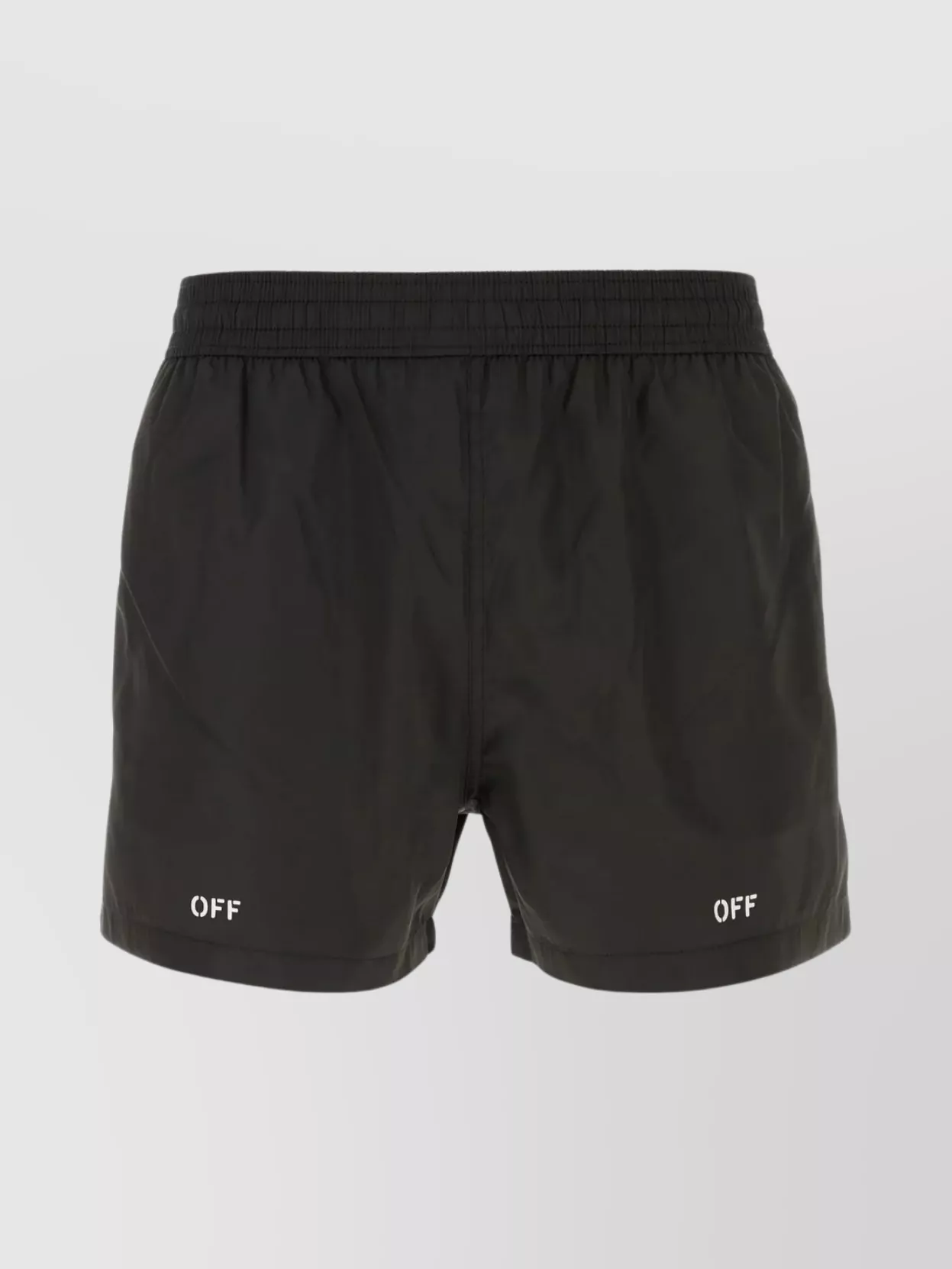 Shop Off-white Polyester Swim Shorts With Elastic Waist And Pockets In Black