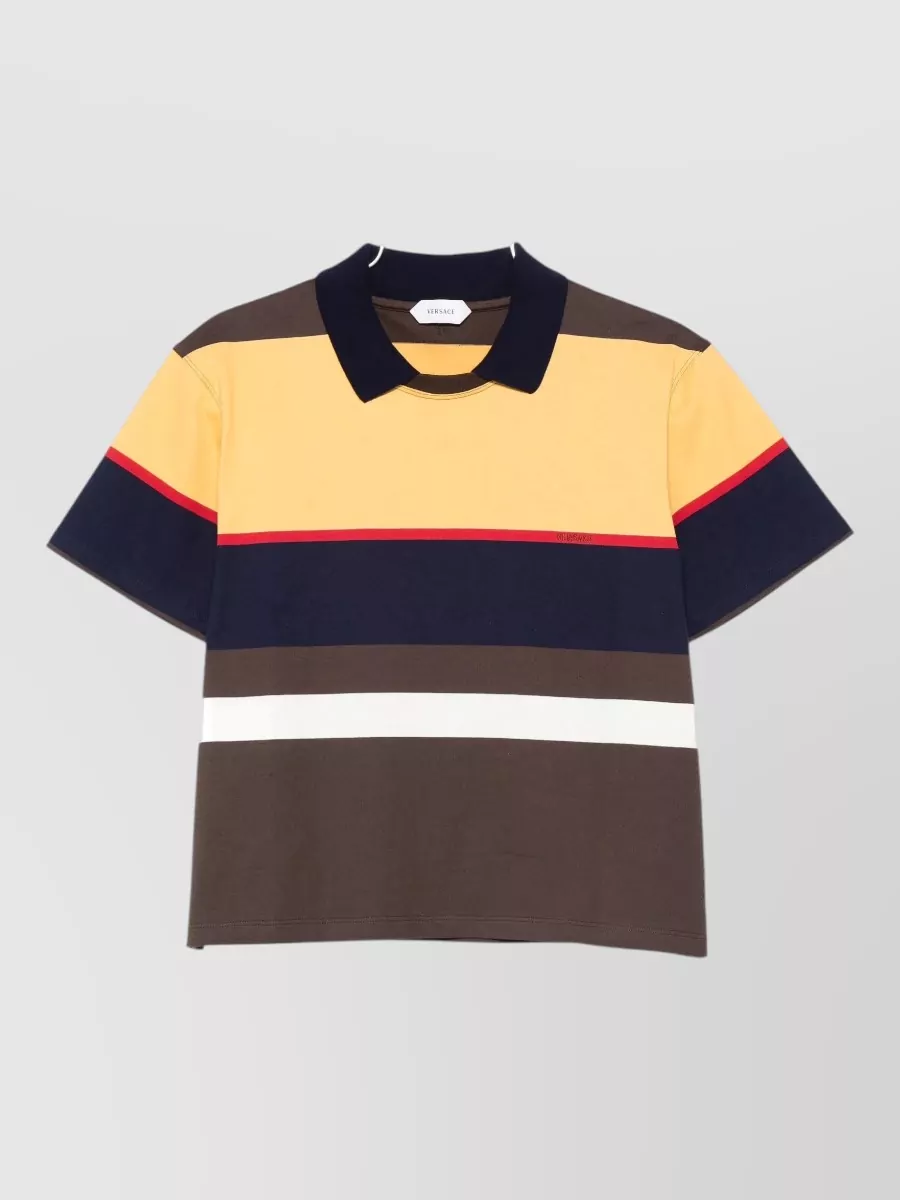 Versace Striped cotton polo top