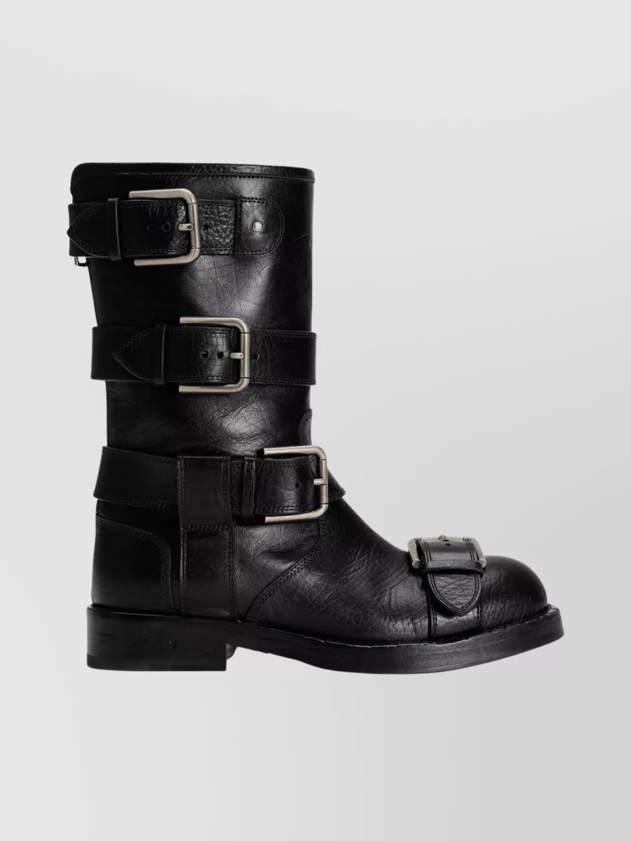 Dolce & Gabbana Stylish Mid-calf Round Toe Chunky Heel Boots In Black