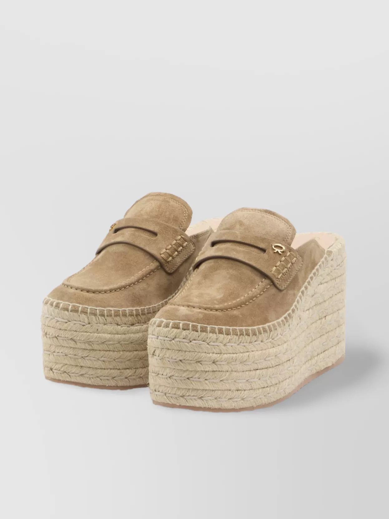 Gianvito Rossi Maxilla Rope Wedge Espadrilles In Neutral