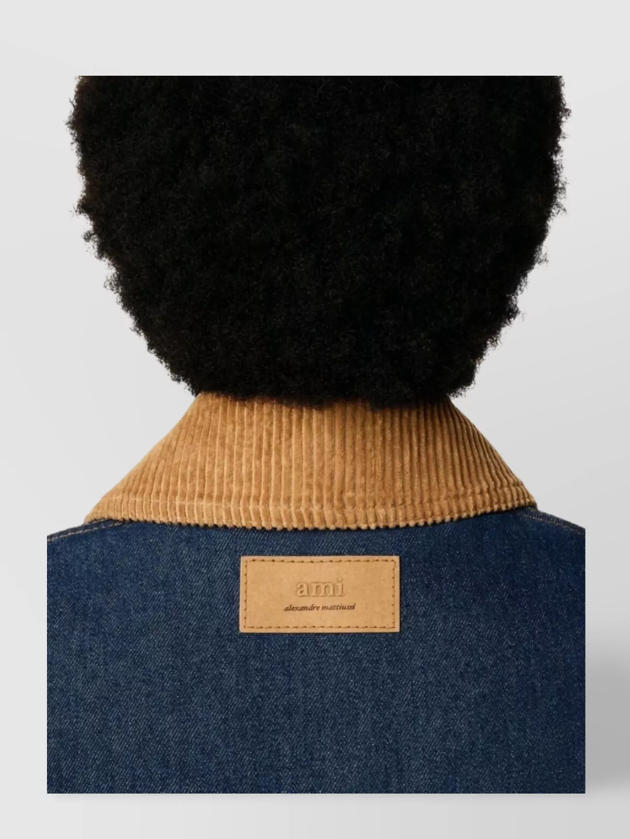 Ami Paris Denim Jacket With Corduroy Collar And Pockets