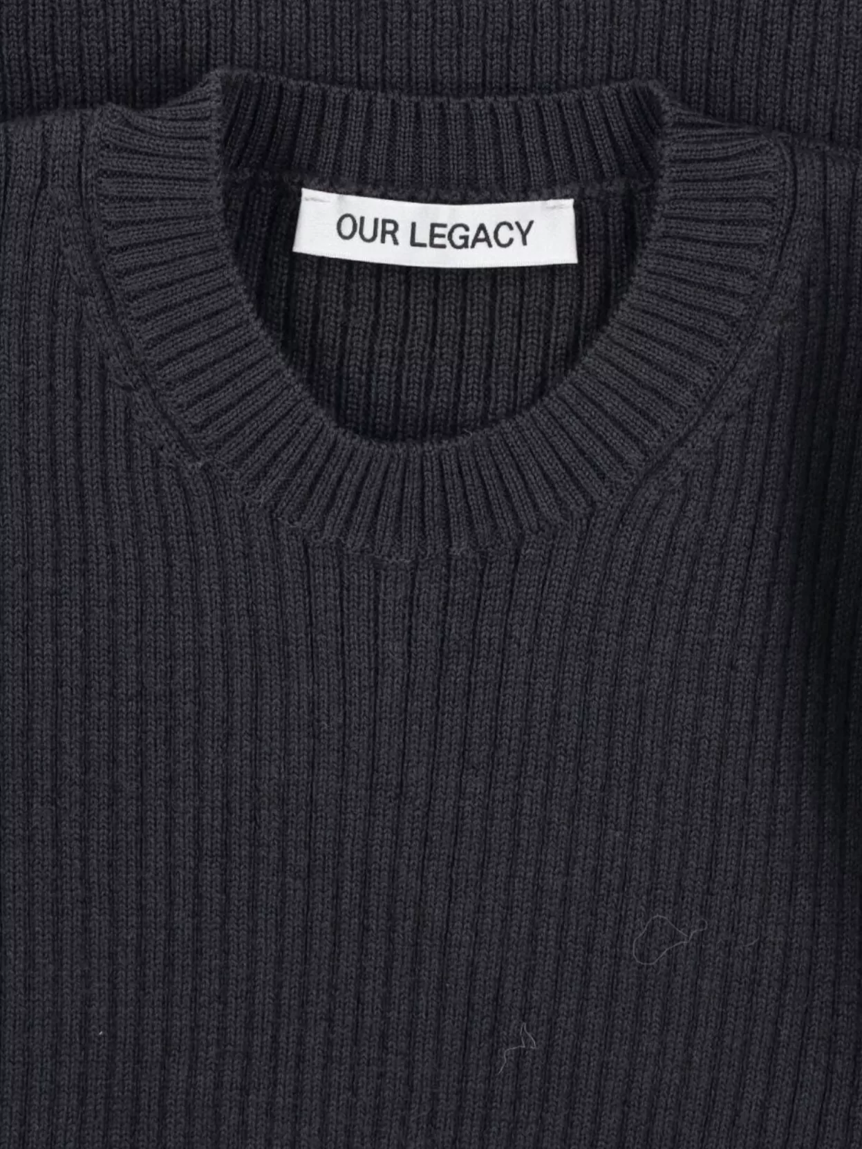Our Legacy Slim Fit Long Sleeve Ribbed Crew Sweater In Black